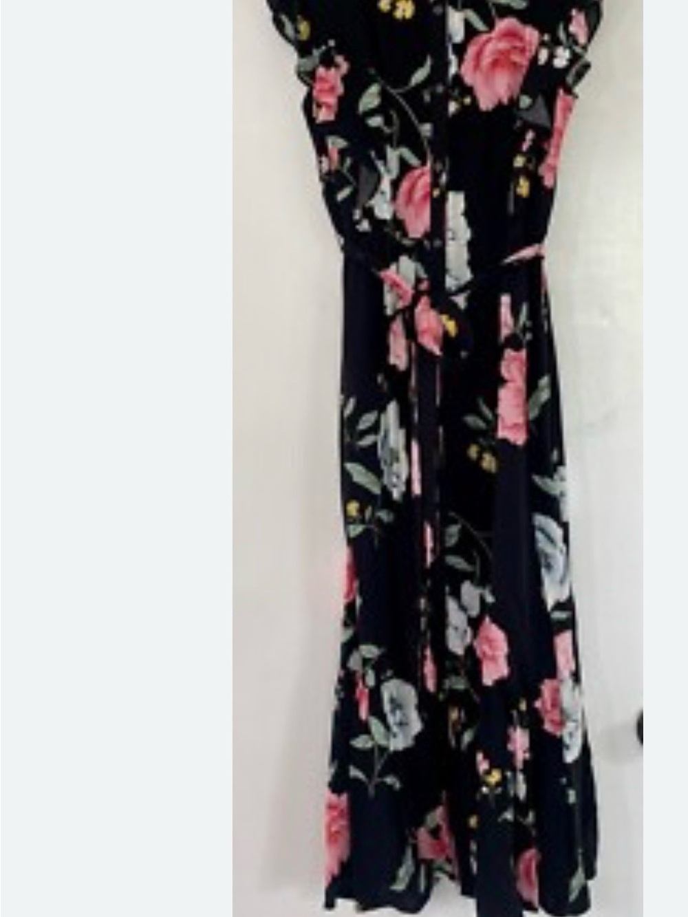 Old Navy Black Maxi Dress with Pink and Gray Floral Print